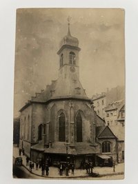 Gottfried Vömel, Frankfurt, Die alte Peterskirche von Osten, Abzug nach einer alten Platte von Carl Friedrich Mylius von ca. 1880, ca. 1905.