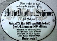Grabschild für Maria Dorothea Schirmer