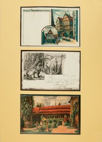 Wandbild mit Grußkarten aus Hildesheim mit Abbildungen von der Domschenke und dem Dom-Kreuzgang
