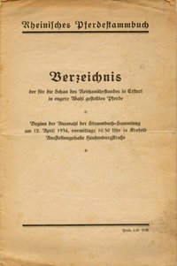 Rheinisches Pferdestammbuch Verzeichnis 1934