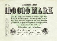 Reichsbanknote 100000 Mark von 1923