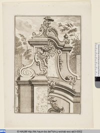 Neu Inventirte Attiques und Corniche de placard [...], Blatt 2 [Vorlageblatt mit zwei Entwurfsvarianten für architektonische Bekrönungen]