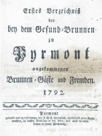 Gesund-Brunnen zu Pyrmont Anno 1792 - 1. Verzeichnis