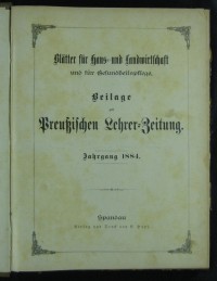 Blätter für Haus- und Landwirtschaft und für Gesundheitspflege Jg. 1884-1887