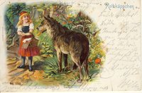 Rotkäppchen und der Wolf Märchenpostkarte