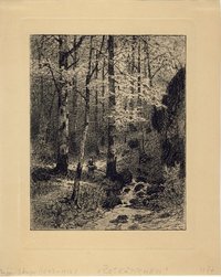 Rotkäppchen im Wald Lithografie