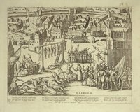 Greultaten der Spanier in Haarlem nach Eroberung der Stadt am 13. Juli 1573 (Hogenberg)