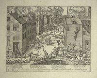 Massaker der Spanier in Oudewater am 8. August 1575 (Hogenberg)