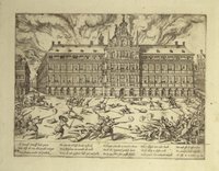Das Wüten der Spanier auf dem Rathausplatz in Antwerpen am 4. November 1576 (Hogenberg)