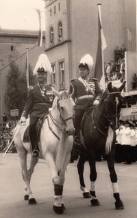 Neusser Grenadierkorps, Major Clemens Klosterberg mit Adjutant Berni Schmitz, 1959