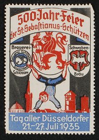 Reklamemarke "Sebastianus Schützen Düsseldorf", 1935