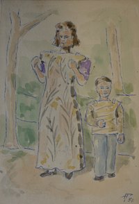 Porträt einer jungen Frau, eventuell Elise Proppe mit Sohn
