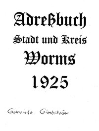 Adressbuch Gimbsheim 1925