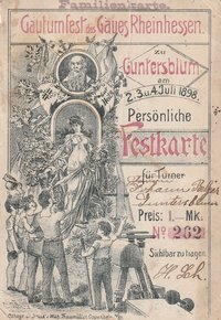 Familienkarte zum Besuch des Gauturnfests Rheinhessen 1898