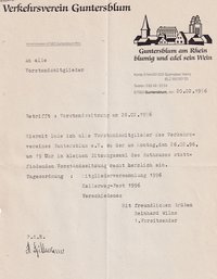 Verkehrsverein Guntersblum Unterlagen 1995 bis 1997