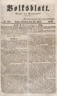 Volksblatt No. 120 22. Juni 1849