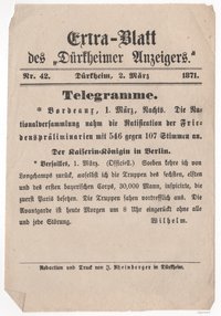 Extra-Blatt des Dürkheimer Anzeigers Nr. 42/1 02.03.1871