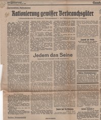 Rationierung gewisser Verbrauchsgüter 28.08.1939