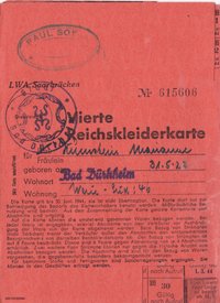 Vierte Reichskleiderkarte Juni 1944 Zumstein Marianne