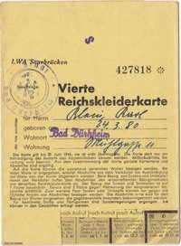 Vierte Reichskleiderkarte Juni 1944 für Karl Klein