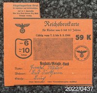 Reichsbrotkarte Nr. 59 1944 Kinder