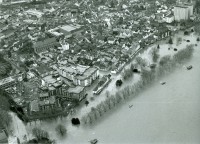 Luftbild Rheinanlagen Altstadt Hochwasser