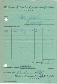 Weinrechnung des Bodendorfer Wiinzer-Verein vom 24. 11. 1960