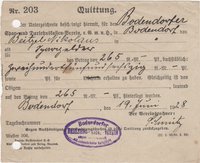 Einzahlungsbestätigung vom 19. Juni 1928 ein das Konto beim Darlehns-Kasserverein Bodendorf