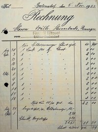 Sammelrechnung für die Lieferung von Mühlenerzeugnisse der Bodendorfer Mühle vom 5.11.1934