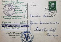 Postkarte mit handschriftlicher Zahlungsanweidung
