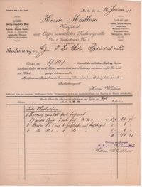 Rechnung der Netzfabrik Herm. Mädlow in Berlin vom 26. Januar 1899 an Peter Josef Cholin in Bodendorf/Ahr