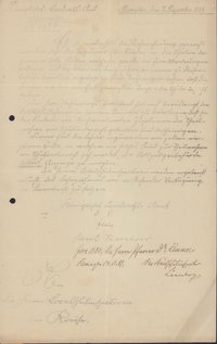 Anordnung des Königlichen Landratsamtes vom 7. Dezember 1889, die untersagt die Unterrichtung von schulpfichtigen Kindern von auf der Wanderung befindlichen Familen
