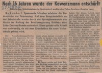 Zeitungsbericht: Nach 16 Jahren wurde der Kawenzmann entschärft - Bombenentschärfung auf der Baustelle der neuen Volksschule