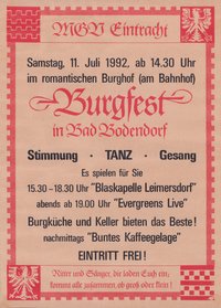 Einladung zum Burgfest im Jahr 1992