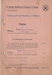 Statut des Bodendorfer Winzervereins von 1956