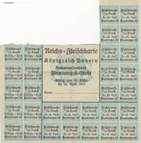 Reichs-Fleischkarte Königreich Bayern Kommunalverband Frankenthal-Stadt März 1917