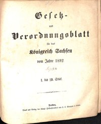 Gesetz- und Verordnungsblatt für das Königreich Sachsen vom Jahre 1892