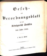 Gesetz- und Verordnungsblatt für das Königreich Sachsen vom Jahre 1888