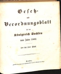 Gesetz- und Verordnungsblatt für das Königreich Sachsen vom Jahre 1862