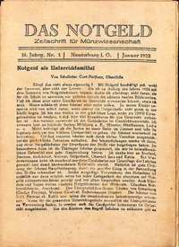 Das Notgeld - Zeitschrift für Münzwissenschaft 14. Jahrgang, Neuenburg am Rhein 1932