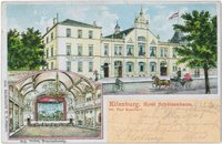 Eilenburg, Hotel Schützenhaus, Seidenkarte, Lithografie