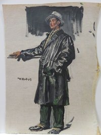 Ölbild: Mann im schwarzen Mantel