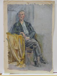Ölbild: Sitzender junger Mann