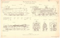 Konstruktionszeichnung Dampflokomotive Güterzuglokomotive Gattung G 7.1 der Preußischen Staatseisenbahnen, Übersichtszeichnung, 1900