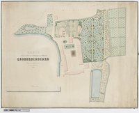 Karte über die Gebäude und Gartenanlagen des Rittergutes Grosszschocher