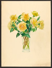 Gelbe Rosen im Becherglas