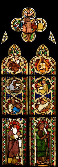 Glasgemälde "Fenster der Schöpfung und des Alten Bundes" in der Schloßkirche St. Pantaleon und Anna