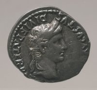 Denar, VS: Kopf des Augustus; RS: Gaius und Lucius mit Schild und Lanze