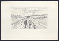 Zwei Männer auf einem Feldweg
