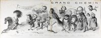 Der große Zug der Nachkommen, Teil I und II von Benjamin Roubaud. Karikatur auf die Welt der Kunst und Literatur